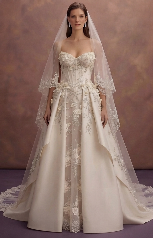 Cathedral Veil Wedding Dresses with Luxury Details