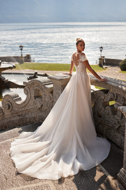 Luxe afneembaar 2 in 1 bruiloft Mermaid jurk geborduurd kant op net met vierkante kraag mouwloze bruid jurken Vestido de novi