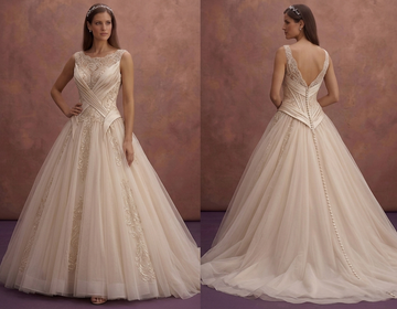 Champagne Ball Gown Wedding Dress with Structured Bodice