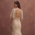 Champagne Bohemian Wedding Dress with Romantic Crochet Lace