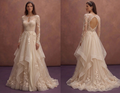 Champagne Boho Chic Wedding Dress with Flowing Skirt