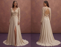 Champagne Boho Wedding Dress with Crochet Lace Bodice
