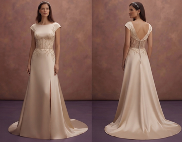 Champagne Bridal Gowns with Luxurious Satin Finish