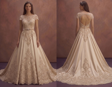 Champagne Bridal Gown with Cathedral Length Train