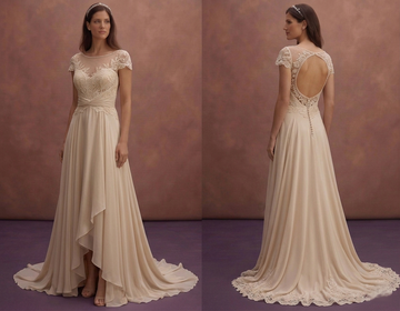 Champagne Chiffon Wedding Dress with Soft Bohemian Feel
