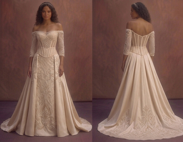 Champagne Elegant Wedding Dress with Corset Structure