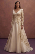 Champagne Elegant Wedding Dress with Open Back Design