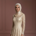 Champagne Lace Long Sleeve Wedding Dress – Perfect Muslim Outfit