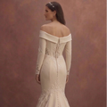 Champagne Lace Mermaid Wedding Dress with Long Train