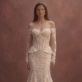 Champagne Lace Wedding Dress with Structured Corset Bodice