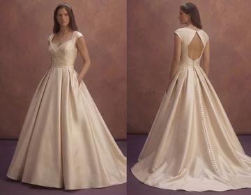 Champagne Mikado Ball Gown Wedding Dress with Pockets
