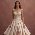Champagne Mikado Bridal Gown with Dramatic Skirt Volume