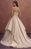 Champagne Mikado Bridal Gown with Dramatic Skirt Volume