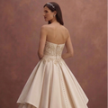 Champagne Mikado Bridal Gown with Dramatic Skirt Volume