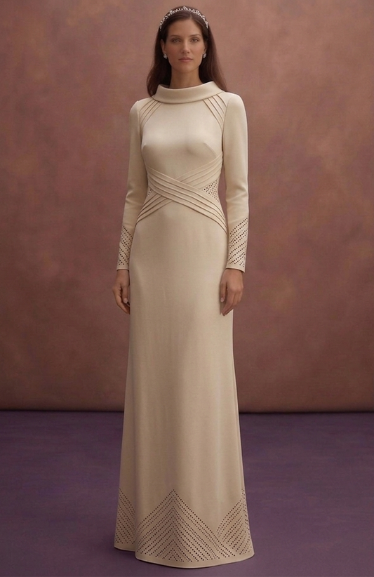Champagne Minimal Bridal Dress with Straight Silhouette