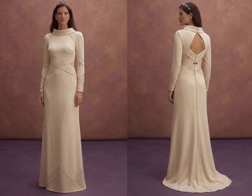 Champagne Minimal Bridal Dress with Straight Silhouette