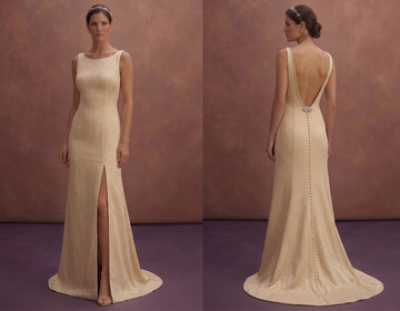 Champagne Minimal Wedding Dress with Straight Cut