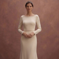 Champagne Minimal Wedding Dress with Straight Elegant Cut