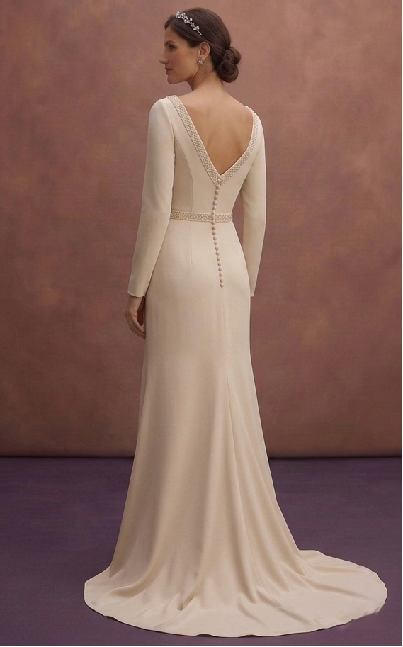 Champagne Minimal Wedding Dress with Straight Elegant Cut