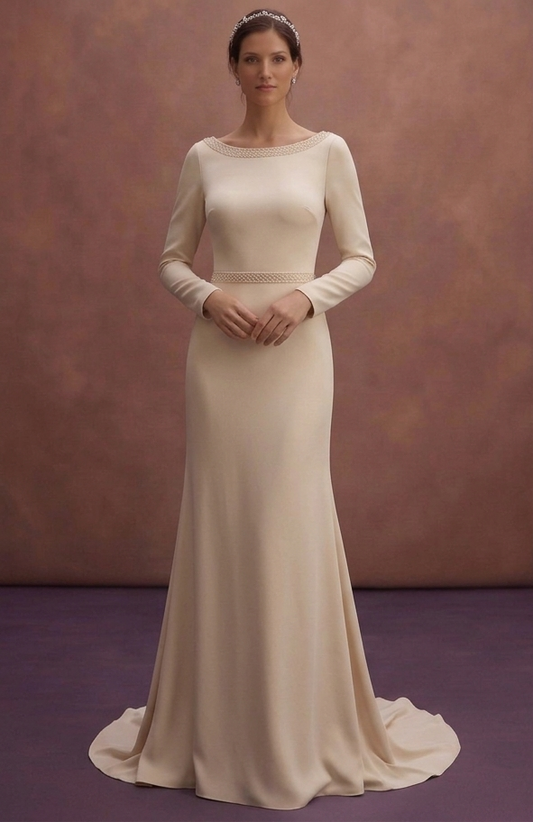 Champagne Minimal Wedding Dress with Straight Elegant Cut
