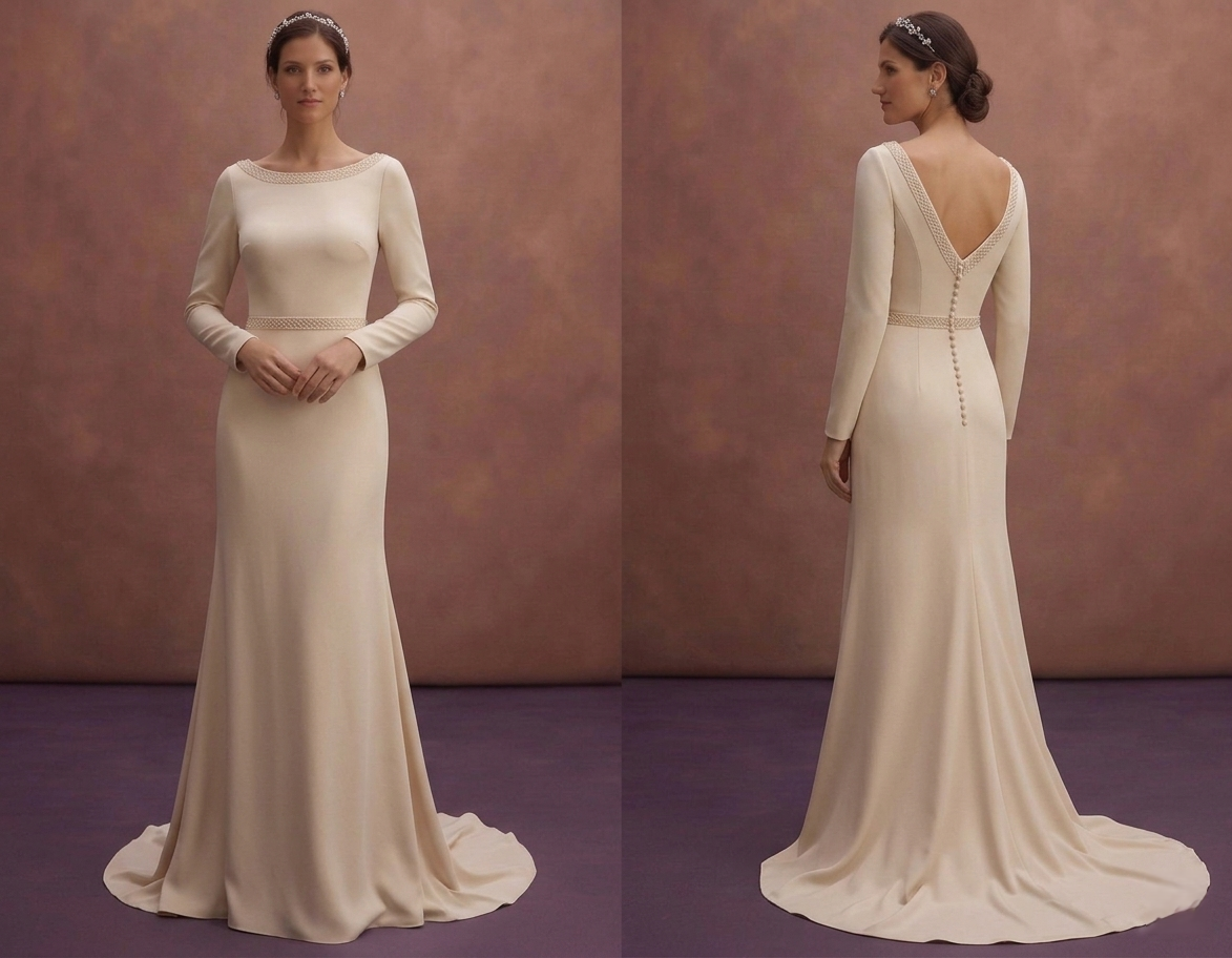 Champagne Minimal Wedding Dress with Straight Elegant Cut