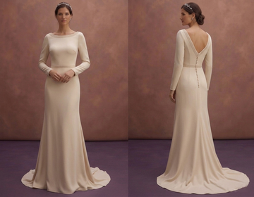 Champagne Minimal Wedding Dress with Straight Elegant Cut