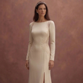 Champagne Minimal Wedding Dress with Straight Silhouette