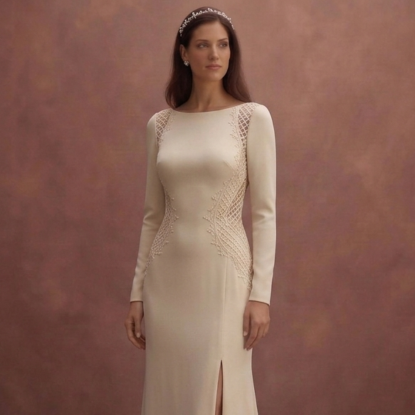 Champagne Minimal Wedding Dress with Straight Silhouette