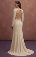 Champagne Minimal Wedding Dress with Straight Silhouette