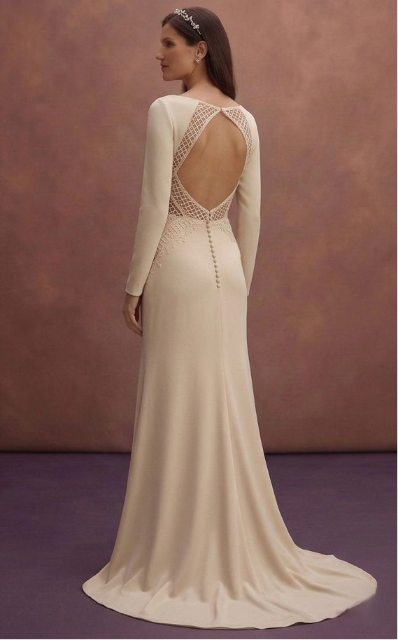 Champagne Minimal Wedding Dress with Straight Silhouette