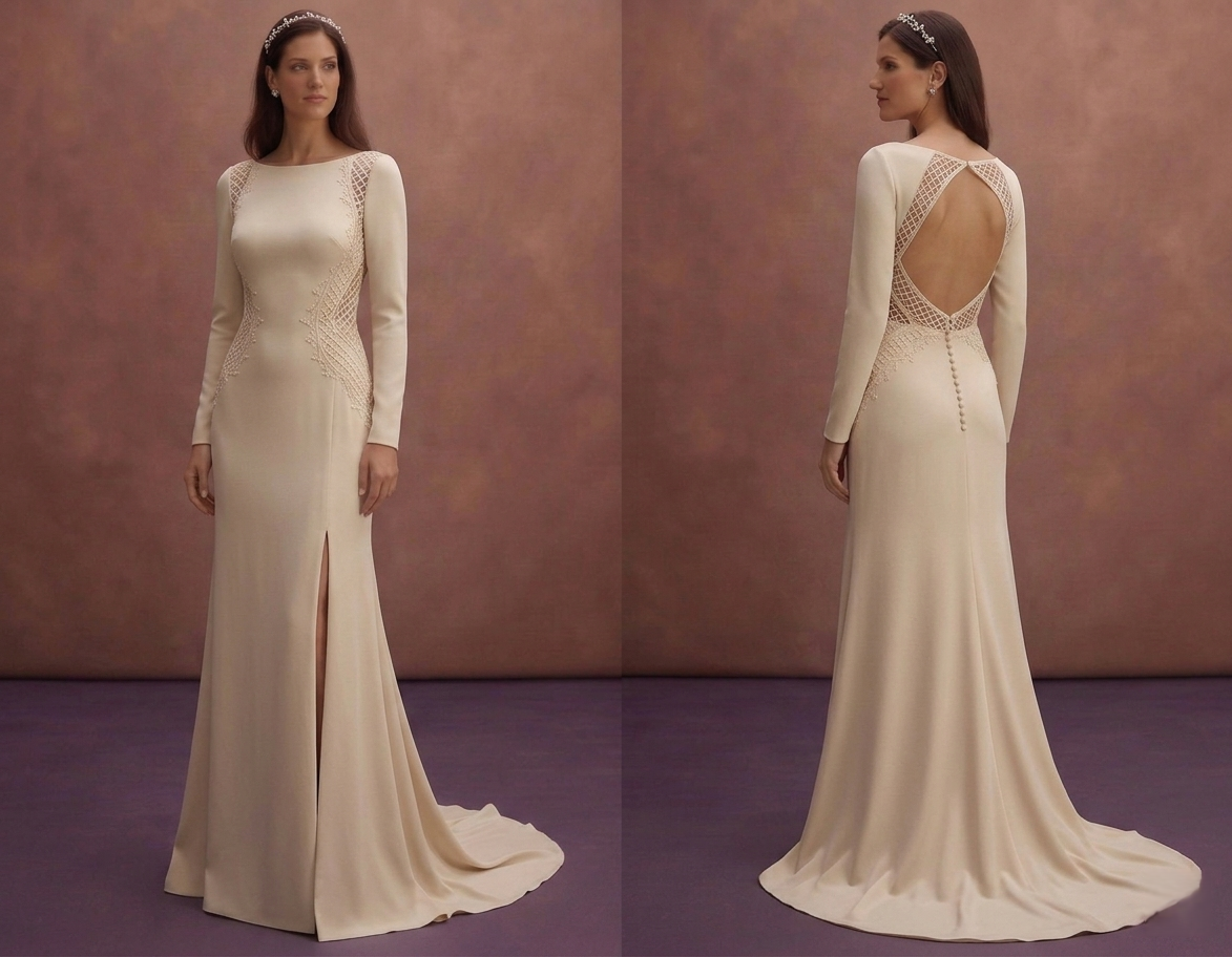 Champagne Minimal Wedding Dress with Straight Silhouette