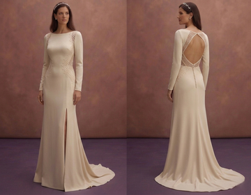 Champagne Minimal Wedding Dress with Straight Silhouette