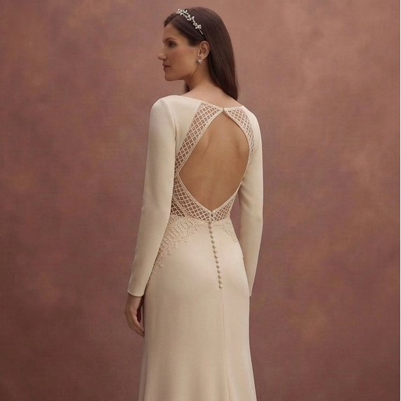 Champagne Minimal Wedding Dress with Straight Silhouette