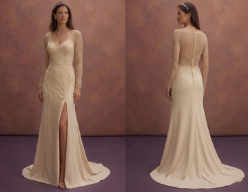 Champagne Minimalist Wedding Dress with Sleek Silhouette
