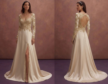 Champagne Satin Wedding Dresses with Luxurious Shine