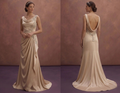 Champagne Satin Wedding Dress with Draped Elegant Skirt