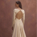 Champagne Satin Wedding Dress with Draped Skirt Style