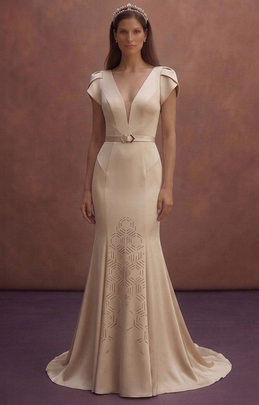 Champagne Sheath Wedding Dress with Modern Minimal Finish