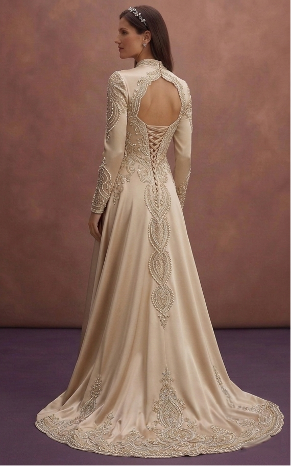 Champagne Silk Wedding Dresses with Sophisticated Style