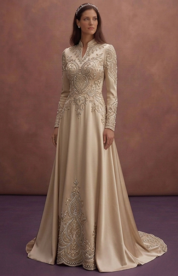Champagne Silk Wedding Dresses with Sophisticated Style