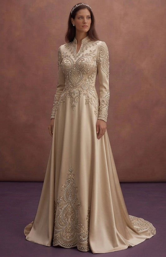 Champagne Silk Wedding Dresses with Sophisticated Style