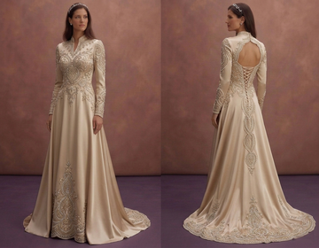 Champagne Silk Wedding Dresses with Sophisticated Style