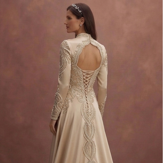Champagne Silk Wedding Dresses with Sophisticated Style