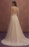 Champagne Tulle Bridal Dress with Soft Glitter Finish