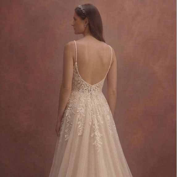 Champagne Tulle Bridal Dress with Soft Glitter Finish