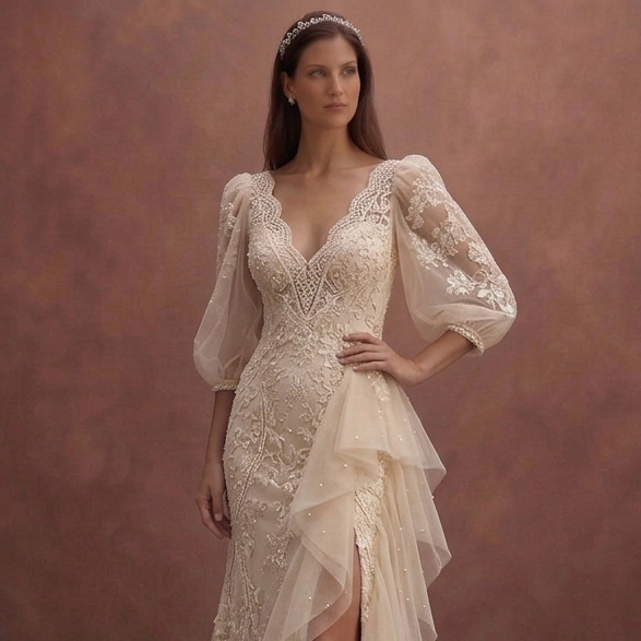 Champagne Wedding Dresses with Soft Luxury