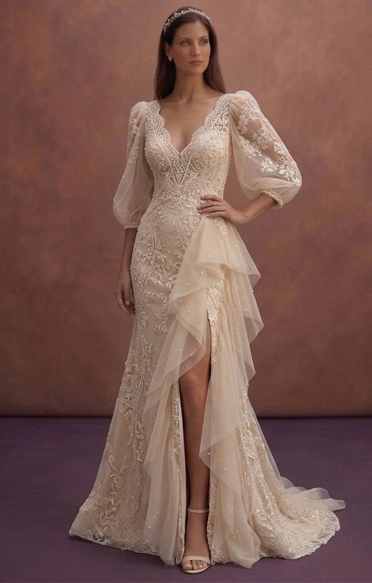 Champagne Wedding Dresses with Soft Luxury