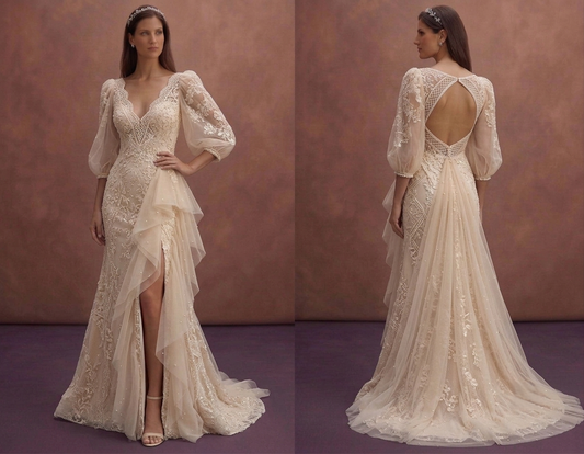 Champagne Wedding Dresses with Soft Luxury