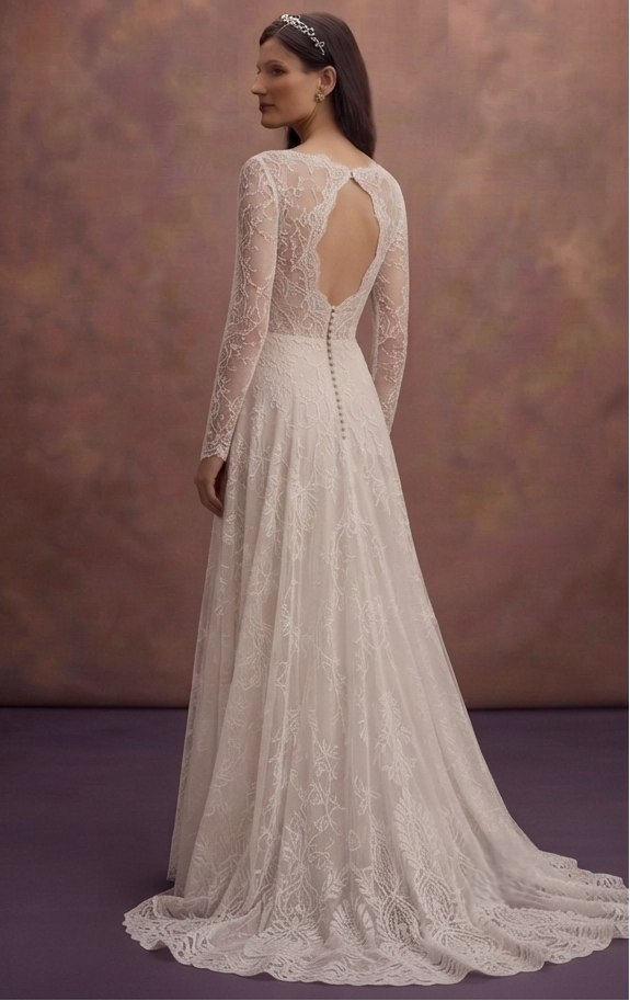 Chantilly Lace Bridal Gowns with Delicate Beauty