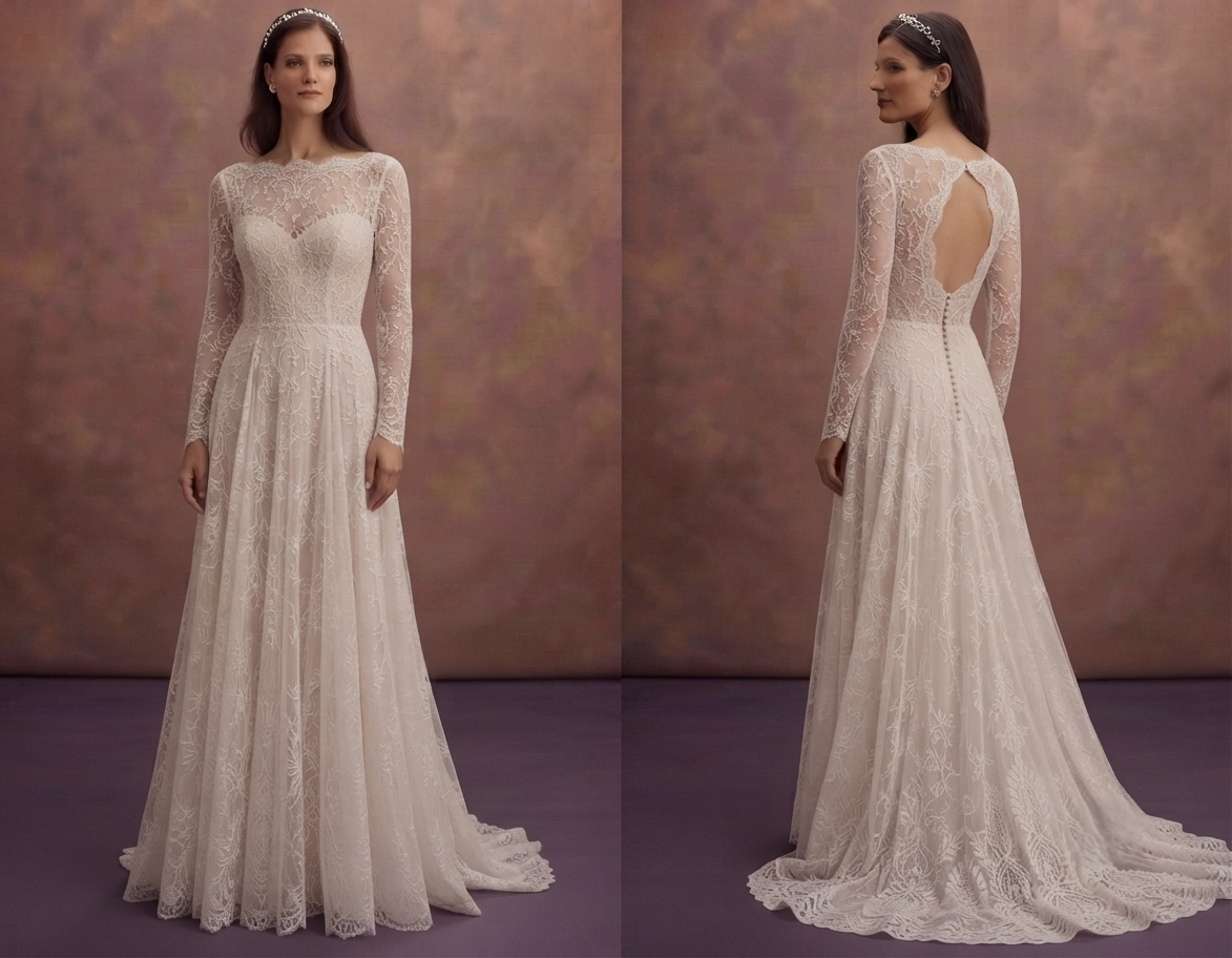 Chantilly Lace Bridal Gowns with Delicate Beauty